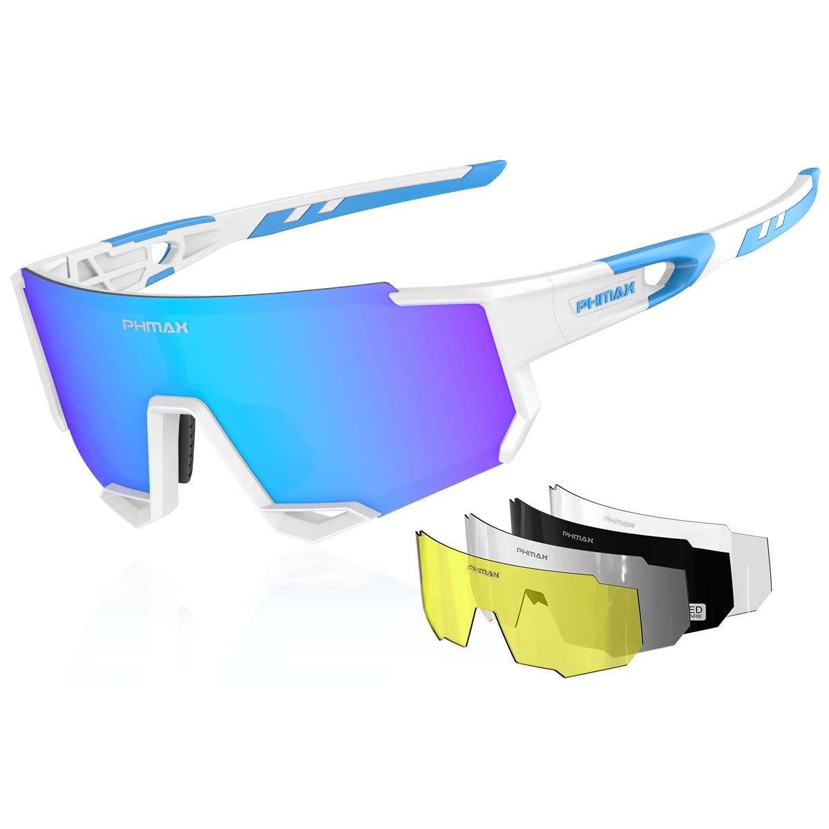 Polarized Cycling Glasses with 5 Interchangeable Lenses,MTB Biking Running Baseball Sports Sunglasses for Men Women