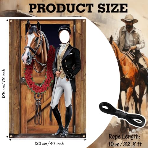 Image of Tudomro Horse Racing Photo Props Background 6 x 4 ft Derby Party Decorations Run for The Roses Photography Banner Roses Horse Race Photo for Rose Race Party Supplies Equestrian Racetrack Props