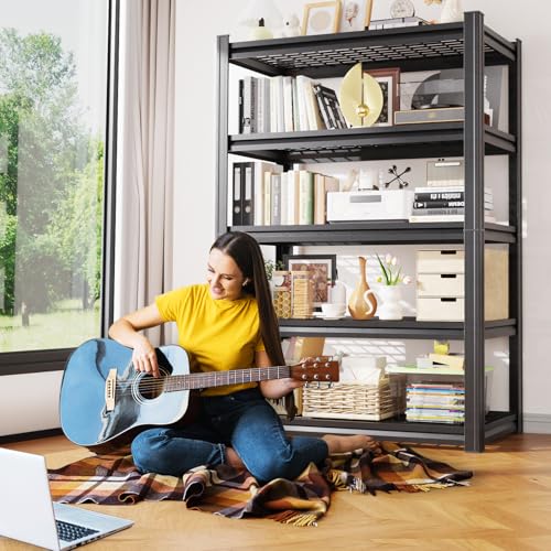Image of 2Pack 5 Tier Heavy Duty Garage Shelving,2500LBS Adjustable Metal Storage Shelves, Boltless Industrial Shelving Unit for Garage, Basement, Warehouse, Pantry, Closet, Kitchen, 78 inchx 46 inchx 20 inch Black