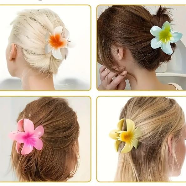 Beautiful Super Bright Multicolor Hair Clips for Women Girls Accessory Strong Non Slip Perfect Hold Thick Hair Long Decorative Floral Cute Set of 3