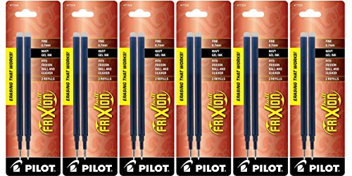 Pilot FriXion Ball Gel Ink Refills, Fine Point, 0.7mm, Navy Ink, 12 Refills