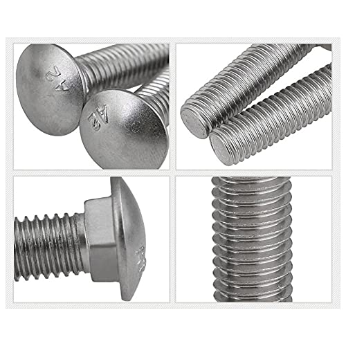 BOZONLI Cup Square Carriage Bolts A2 Stainless Steel Fully Threaded Shelf Screws, M10×30mm, 3 pcs - Image 3