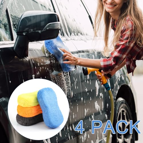 Image of Tanlade 4 Pcs Large Car Wash Sponge, Foam Sponge for Clean, Multicolor