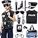 Tacobear Policía Disfraz Niño con Policía Equipo Policía Chaleco Gorra Placa Policía Esposas Gafas de Sol Walkie Talkie Policía Juguete Kit para Niños Halloween Fiesta Carnaval