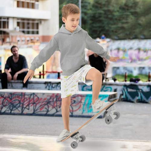 Boys Athletic Shorts with Pockets Cute Spaceship Sketches Running Basketball Shorts for Youth Elastic Waist Size 7-82