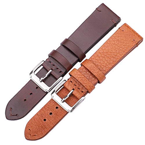 Leder-Uhrenarmbänder, Ersatz-Uhrenarmband, Leder-Uhrenarmband, 18 mm, 20 mm, 22 mm, für Herren und Damen, Vintage-Band mit Edelstahl-Dornschließe