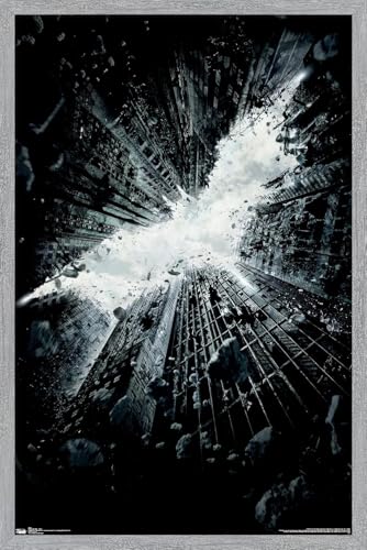 Trends International DC Comics Movie The Dark Knight Rises - Teaser One Sheet Wall Poster, 34L x 22.4W, Gray Framed Version
