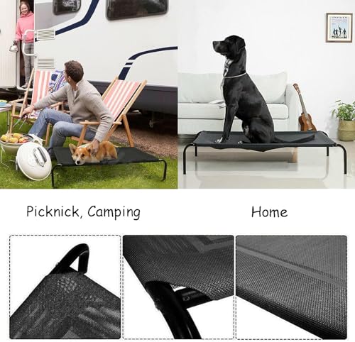 Dlwk 高架犬用ベッド、大型犬用ソファベッド、隆起した犬用ベッド、屋外隆起ペット用ベビーベッド、冷却マット、犬用ペットベッド、犬用キャンプベッド、洗える通気性メッシュ&滑り止めゴム足、旅行整形外科、犬、猫用ベッド