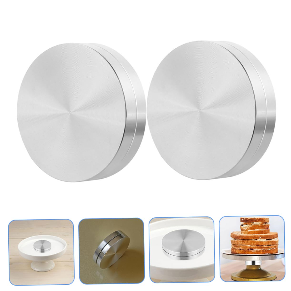 KICHOUSE 2sets Rotating Cake Turntable Aluminum Alloy Base Stacking Cake Support Versatile Table Axle 2pcs*2