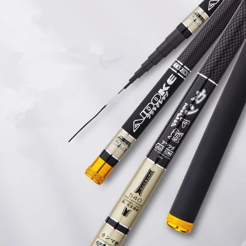Canna da Pesca a Mano in Fibra di Carbonio Dura Super Leggera | Canne da pesca telescopiche, Alimentatore for canne da flusso, 3,6 m, 4,5 m, 5,4 m, 6,30 m, 7,2 m,