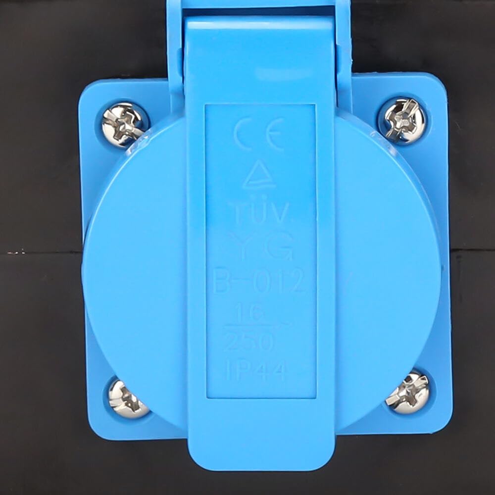 Wtyczka CEE, adapter rozdzielacz prądu 3 x Schuko CEE 5-biegunowe, gniazdo CEE IP44, ochrona przed wodą rozbryzgową, z pokrywą zabezpieczającą, gniazdo Cee na plac budowy