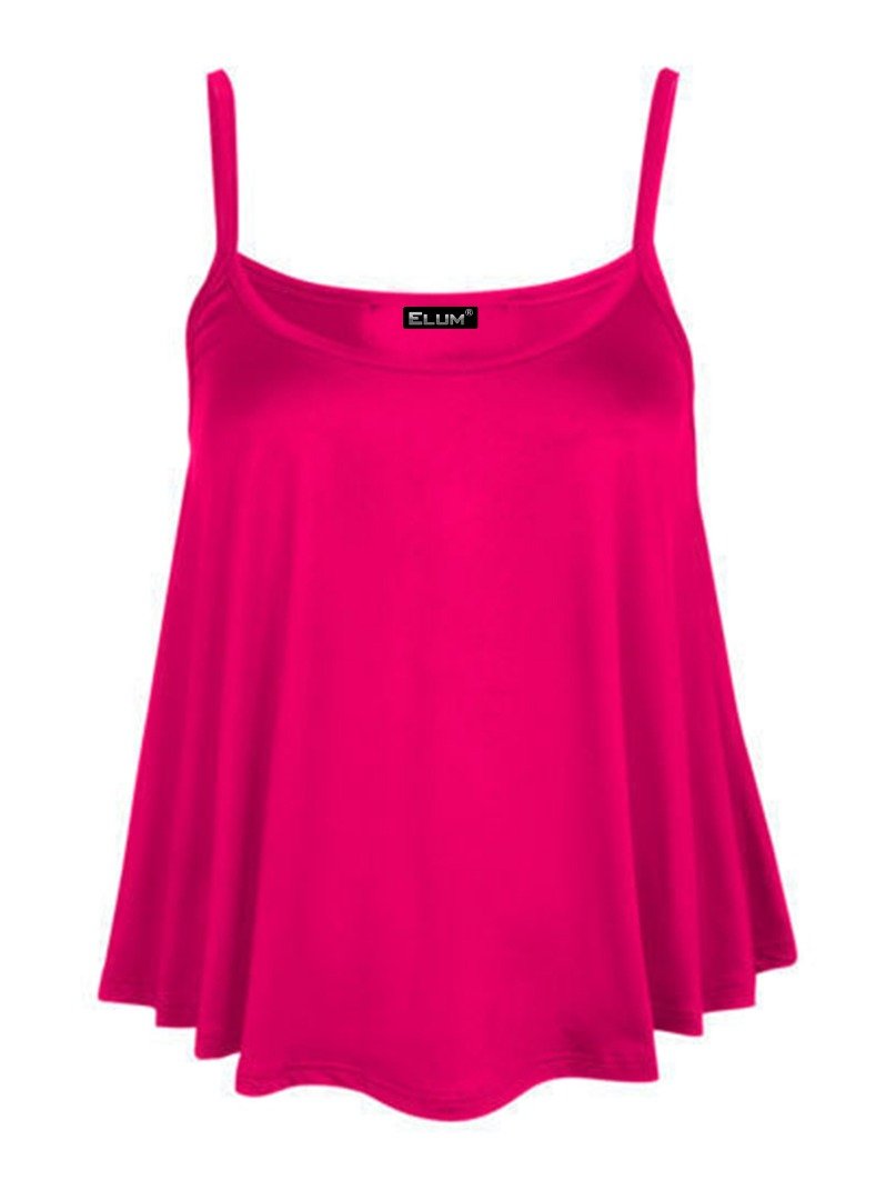 Elum ® Womens Plain and Printed Cami Vest Top Fuchsia