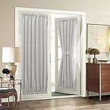 aquazolax patio door curtain panels room darkening blackout curtains drapes 54 x 72 inch window treatment coverings with rod pocket for french door 2 panels greyish white
