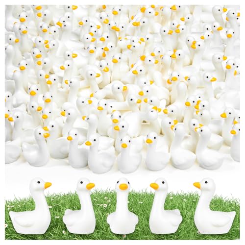 LHSYFBZ 90Pcs Mini Gooses Resin Tiny Resin Goose DIY Crafts Lawn Yard Garden Decorfor Dollhouse Fairy Gardens Micro Landscape DIY Crafts