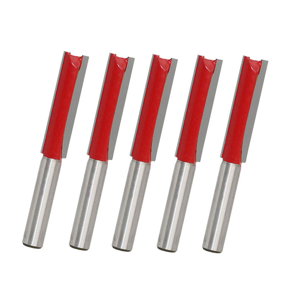 Tooldo 5Pcs 1/2'' Shank Double Blade Straight Router Bits Kitchen Worktop Router Cutter Bit Woodworking Cutter Bit Tool