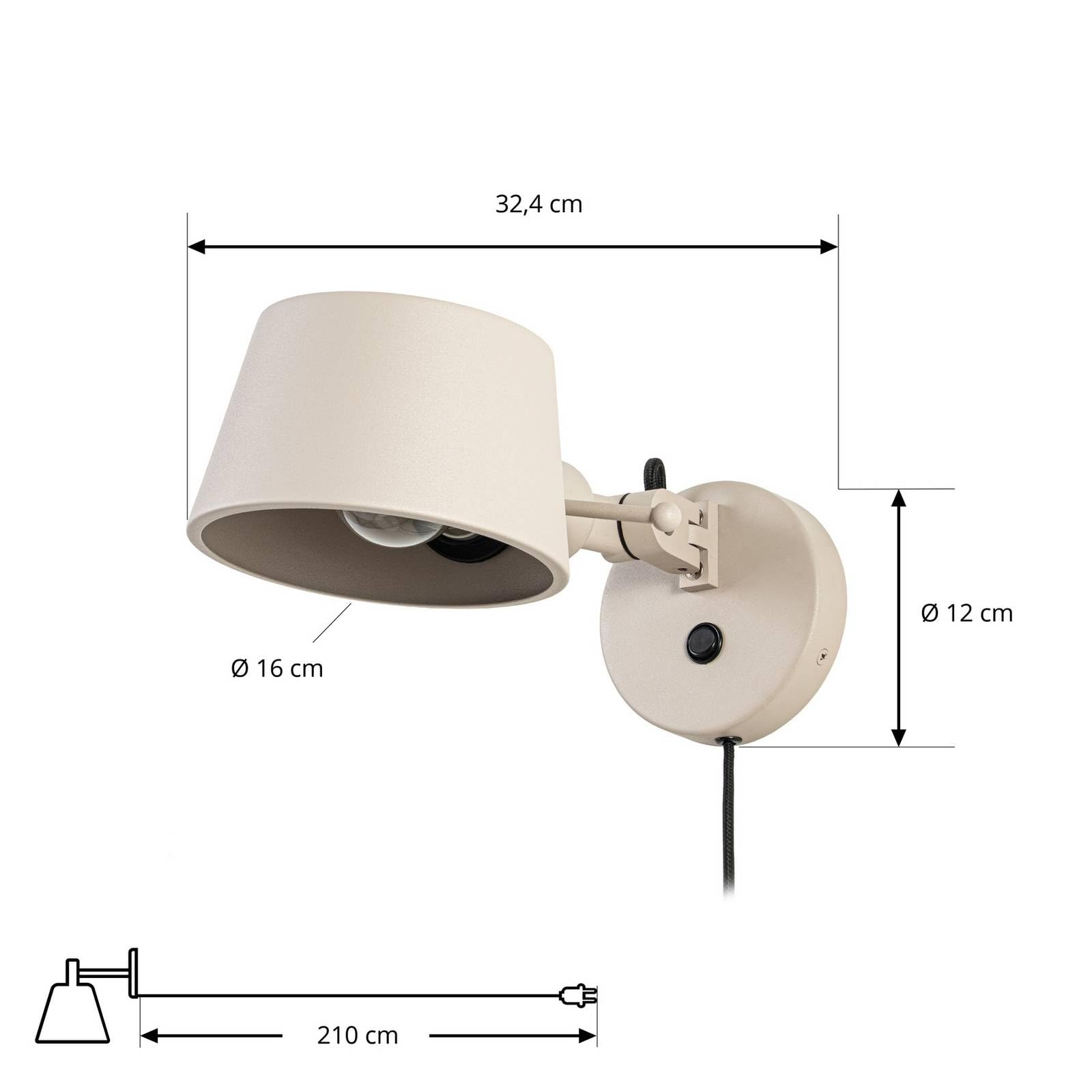 Lucande Lampa ścienna, lampa ścienna do wnętrz Silka (nowoczesna) w kolorze kremowym z metalu (1 źródło światła E27) – reflektor ścienny, oświetlenie ścienne do sypialni/salonu