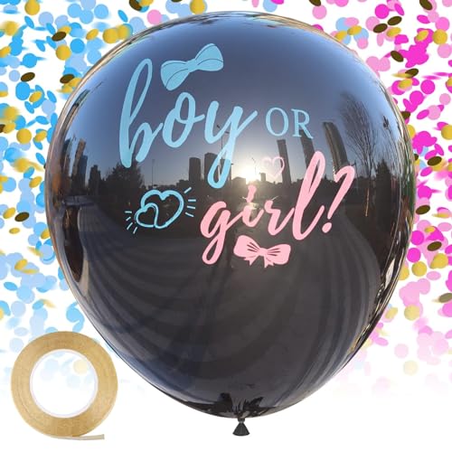 Disfore Thickened Gender Reveal Balloon - 2pcs Gender Reveal Confetti Balloons with Pink and Blue...