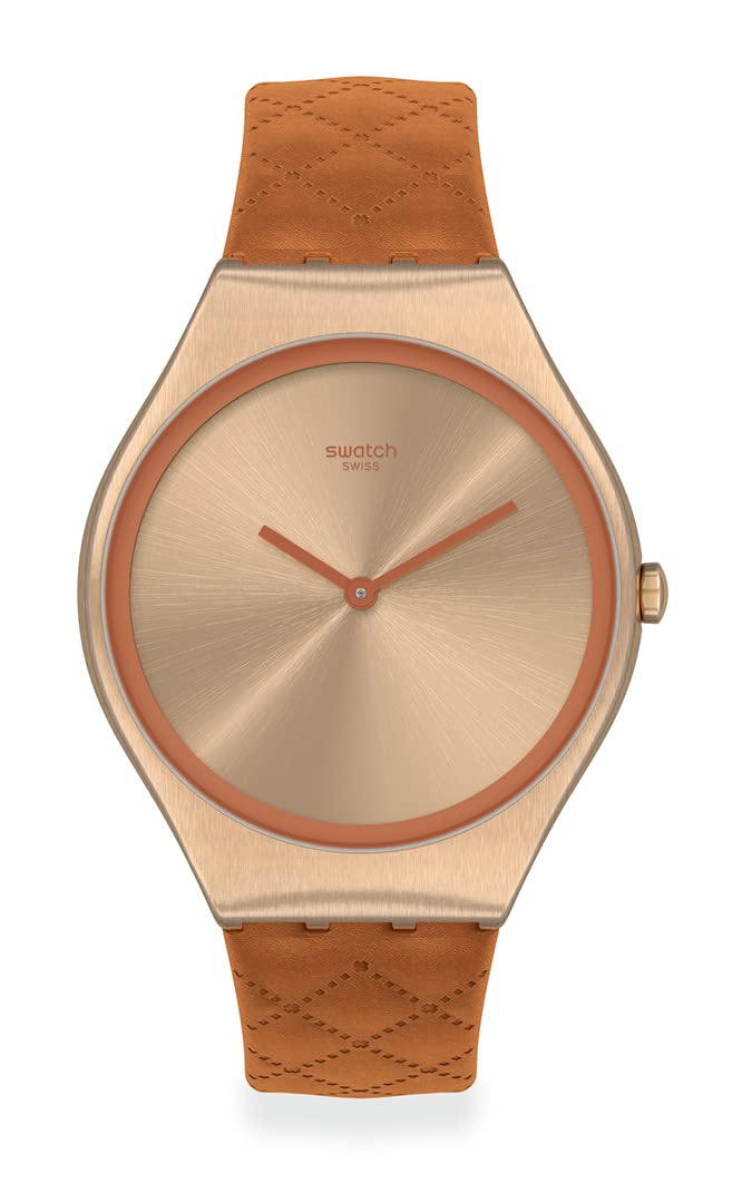 Swatch Skin Irony st. Steel Quartz Leather Strap, Brown, 18 Casual Watch (Model: SYXG115)