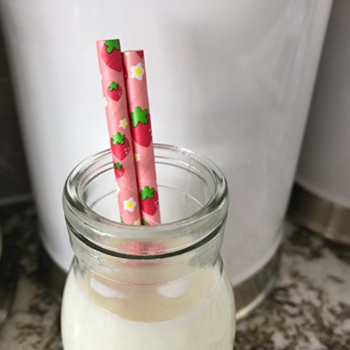 Pitillos de papel con diseño de fresas, 7.75 pulgadas, 50 unidades miniatura 7
