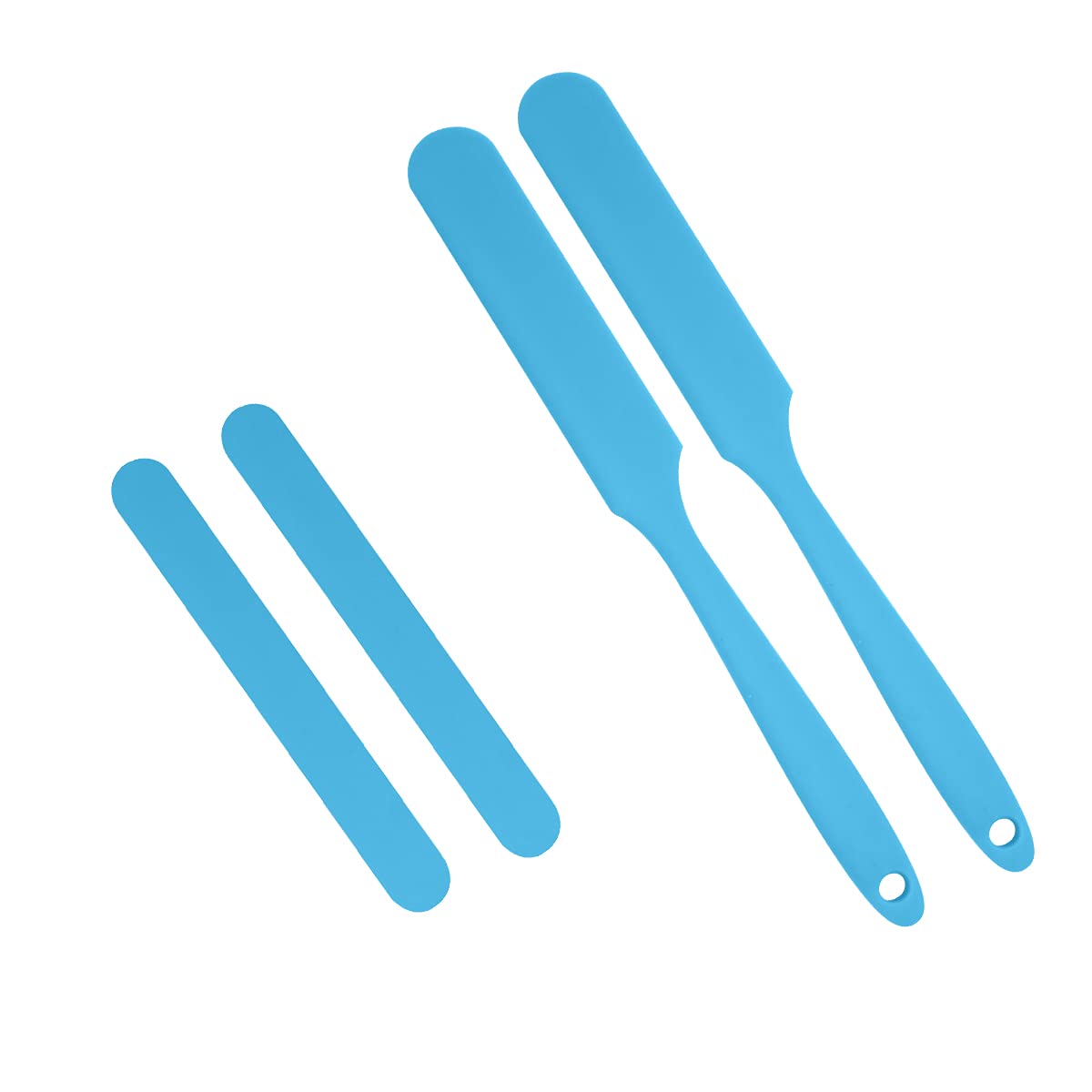 LAM Silicone Stir Sticks Kit, 2 PCS Silicone Resin Popsicle Sticks & 2 PCS Silicone Spatula Scraper for Mixing Resin, Wax, Paint, Epoxy, DIY Crafts, blue, L10Inch*W1Inch