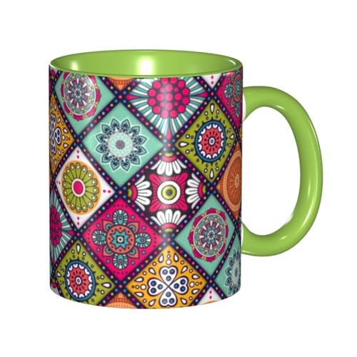 マグカップ エスニック柄 マンダラ柄 曼荼羅 コーヒーカップ 330ml 陶器 食器 おしゃれ 男女兼用 ミルクコップ コーヒー ティー オフィス 家庭用 誕生日 贈り物