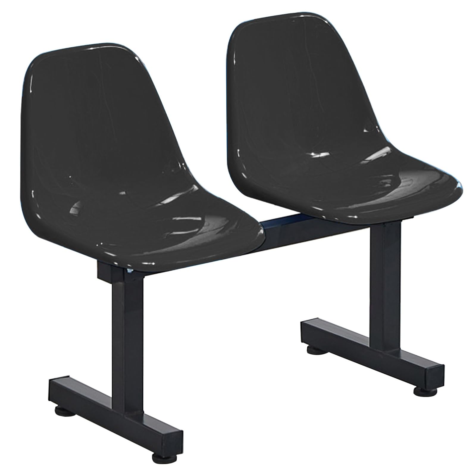 HCZKIUJY 2-Seat Waiting Room Chair with Backrest - Indoor/Outdoor Stadium Bench, Durable Plastic Reception Seat for Clinics, Airports, Hospitals, Hair Salons - Black