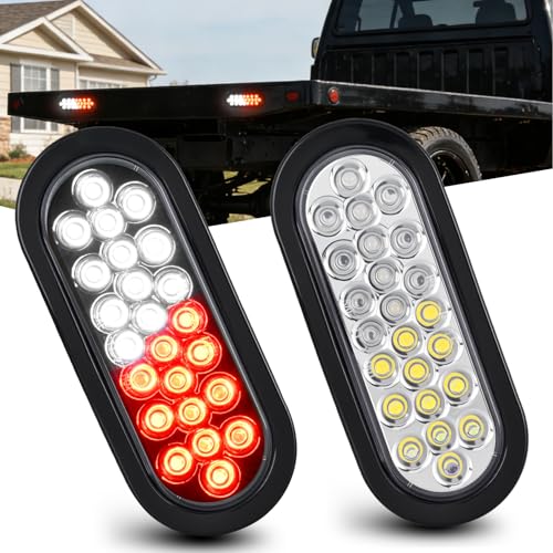 Image of Nilight Strobe Lights 2PCS 6Inch Oval 24LED Red White Warning
