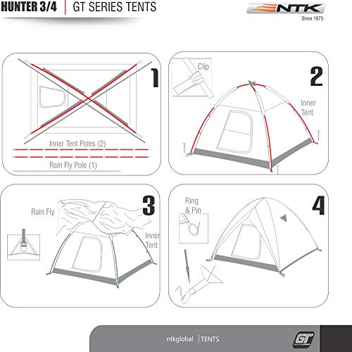 Ntk Hunter Gt | Outdoor Dome Woodland Camo Camping Tent 100% Waterproof 2500Mm, Easy Assembly, Durable Fabric Full Coverage Rainfly - Micro Mosquito Mesh #TOP5