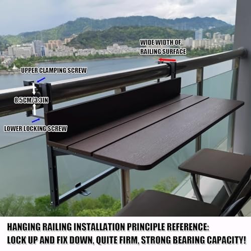 Mesa plegable ajustable para balcón ideal para desayunar al aire libre en patios 7
