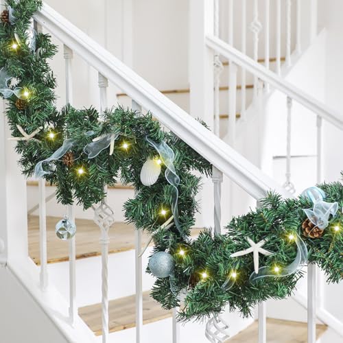 Soulchen 6 ft Pre-lit Christmas Coastal Garland Seaside Beach Themed