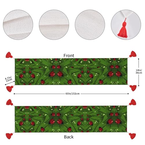Chemin de table 152 cm feuilles et coccinelles pour protéger commode et table - 5