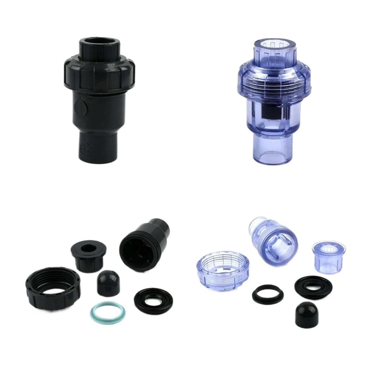 Przezroczysty zawór zwrotny PCV do nawadniania ogrodów i akwariów — rozmiary od 20 mm do 110 mm(Dark Gray,63mm)