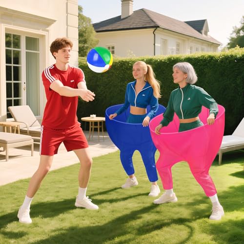 Image of Granny Pants Outdoor Game,Granny Pants with 8 Bouncy Balls & 1 Air Pump (Random Colors) and 2 Pack Color Granny Pants Game for Adults Family Reunion & Team Building, Big Pants Ball Game