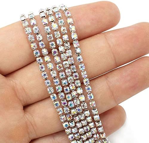 10 Yard Crystal Rhinestone Chain for Crafts Fringe Trim Diamond Jewellery Making Craft (AB)
