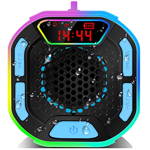 Radio de ducha con ventosa, altavoz portátil con Bluetooth con luces –hasta 12 horas autonomía