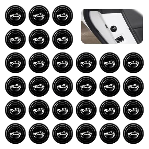 Eratus 30 PCS Door Shock Absorber Pad, Thickened Silicone Door Edge Cushion Mute Mat, Self-Adhesive Waterproof Anti-Collision Protection Mat for Bumper Mirrors, Universal for Cars Trucks (Black)