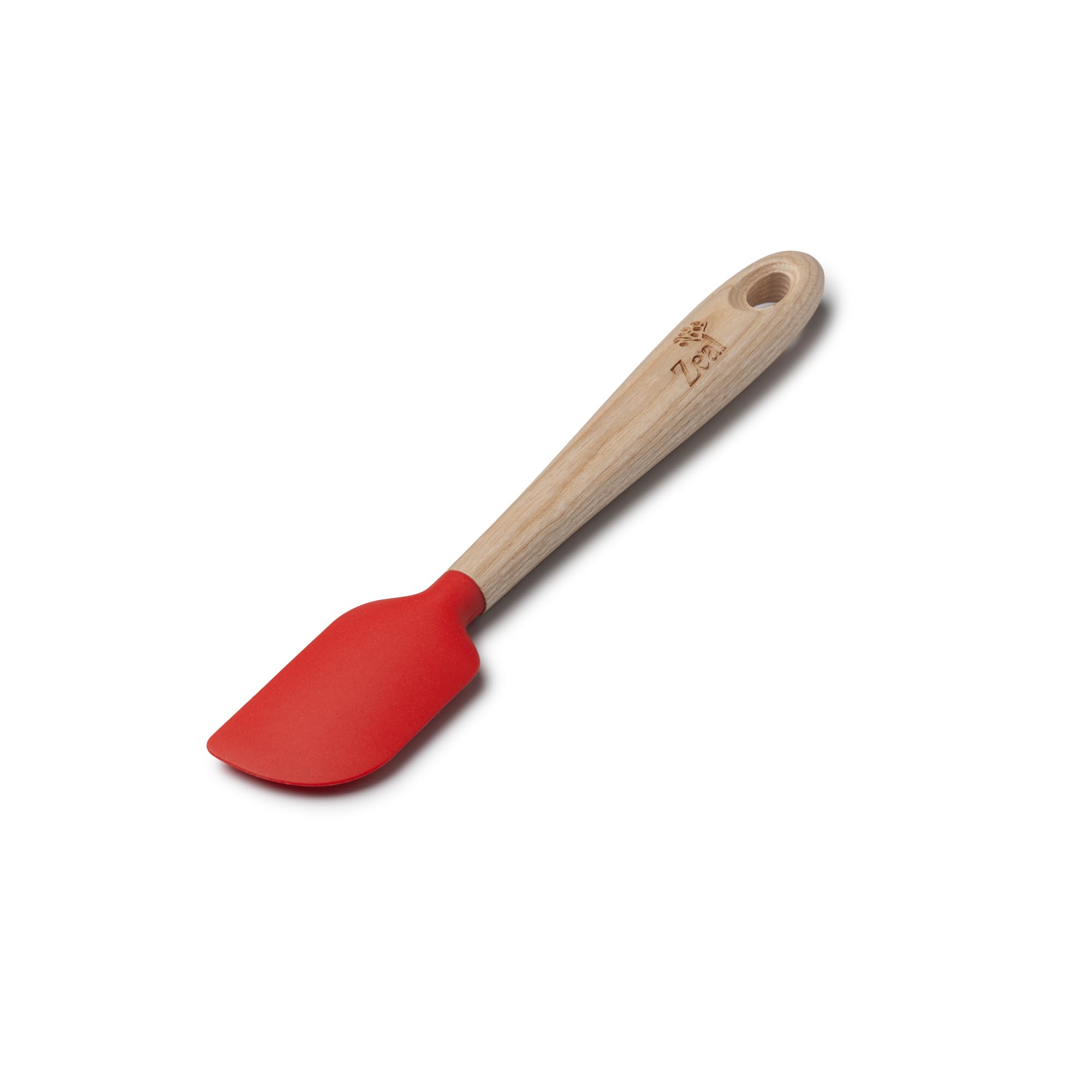 Zeal Silicone Spatula with Ash Wooden Handle – 19cm Non-Scratch, Heat-Resistant Cooking & Baking Spatula for Mixing, Scraping & Folding (Red)