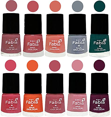 Image of ALL IN ONE (PACK OF 10), Long Lasting Glossy Nail Polish, 6 ml Each, All Vibrant Colours,01974