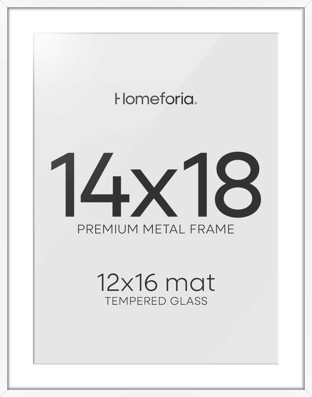 Homeforia 14x18 White Picture Frame, High-End Metal, 12x16 Mat, Glass | High End Aluminum, Tempered Glass, Acid-Free 12x16 Removable Mat, 14x18 in Edge-to-Edge Display 18x14, Wall Kit, Set Of 2