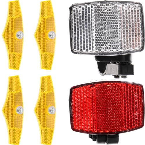 KICHOUSE 1Set Bike Reflectors Front and Rear Reflectors for Enhanced Night Visibility Handlebar and Spoke Reflectors Safety Accessories for Adult Bikes