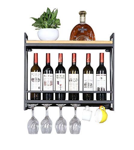 Soporte de vino metálico LUNEZY para pared vintage 60× miniatura 1