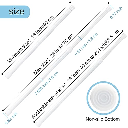 Image of 5 Pack Tension Rod 16 to 28 Inch, Goowin Small Tension Rod, 5 /8 inch Diameter No Drilling Expandable Short Tension Rods Spring Rods, Tension Rods for Closet, Cupboard, Hanging Clothes, White