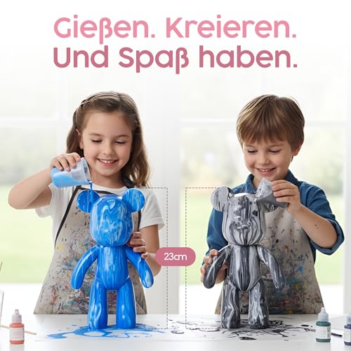 Worldwide DIY Bär zum Bemalen – Kreatives Mal-Set für Erwachsene & Kinder | Bärenfigur inkl. 3 Farben, Pinsel & Zubehör | Geschenk & Heimdeko (Himmlisches Blau)