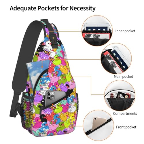 Cute Yellow Rubber Duck Cross Chest Bag Large Capacity Bag Travel Hiking Crossbody Bag Daypack for Women Men3