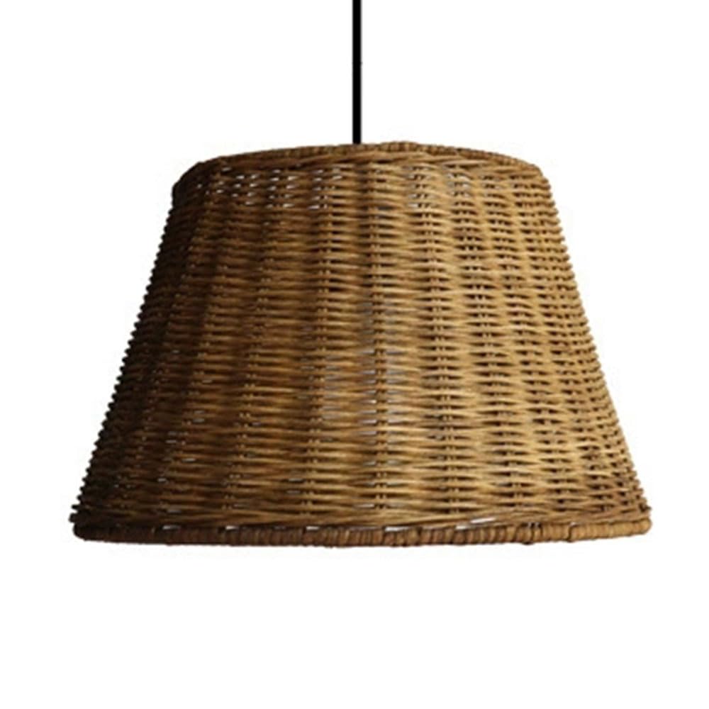 CSSYKV Dark Rattan Pendant Light, 20 Inch Small Japanese Wabi-Sabi Fixtures Hanging Lantern Lamp with 47.2'' Light Cord, E26 Socket, Handmade Wicker Shade for Bedroom Living Dining Room, E26 Bulb