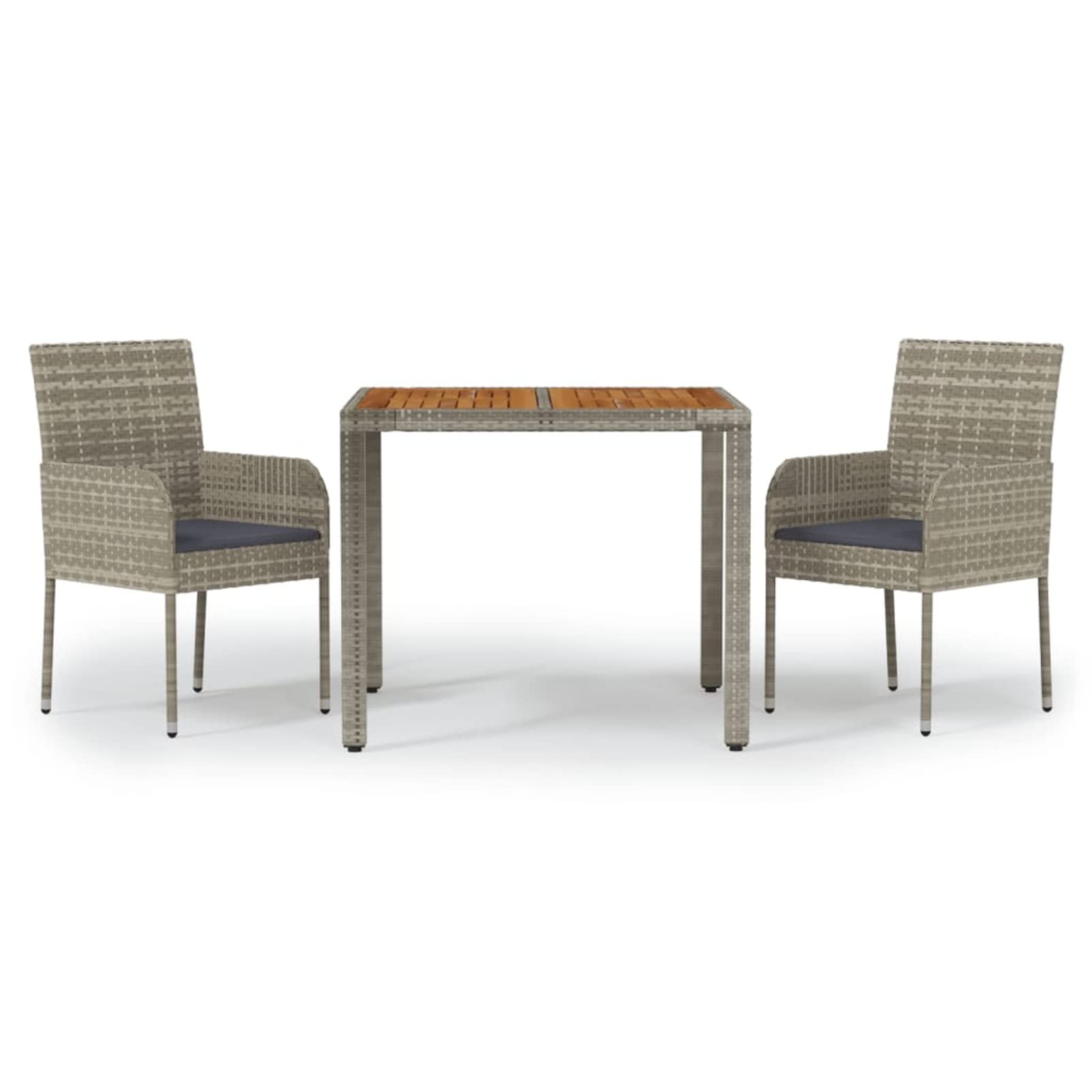 Set Comedor de jardín 3 Piezas con Cojines Mesa y sillas terraza Exterior Garden Furniture Muebles Jardin Conjunto Mesa y sillas Jardin ratán sintético Gris - 3185017