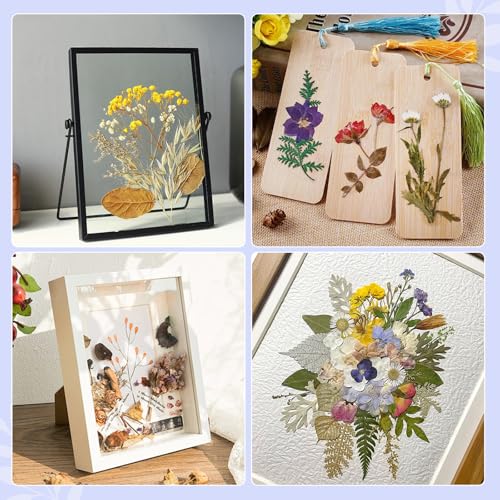 Image of 207 Pcs Dried Pressed Flowers for Crafts, Dried Pressed Flowers for Resin, Bulk Natural Dried Flowers Kit with Butterfly Stickers&Tweezers for DlY Resin Molds, Candles, Soap,Jewelry Making, Art Crafts