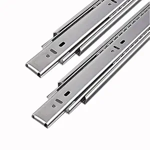 Sriramakrishna Touch and Move Side Mounted Cabinet Drawer/Telescopic Channel Pair for Kitchen Trolley Basket/Modular/Wooden Furniture (10-inch, Silver) Pack of 2