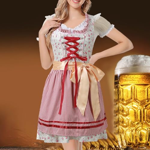 Robe dirndl midi trois pièces avec tablier et chemisier ajustables - 2
