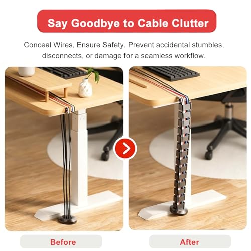 Under-Desk Cable Management Spine, Flexible Snake - Like Cables Duct for Office/Home/Study/Gaming Table, Commercial ABS Plastic Cord Hider(Black,100cm/39.4in) miniatura 2